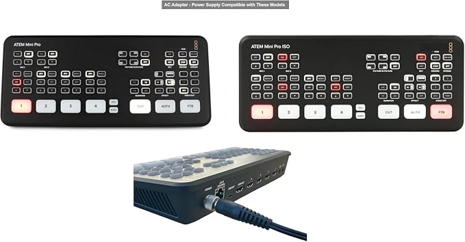 Locking Ring AC Adapter Power Supply Compatible with Blackmagic Design ATEM Mini Pro and ATEM Mini Pro ISO