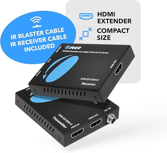 OREI HDMI Extender Over Cat6 165ft - 4K@60Hz with IR, Loop Out, EDID, PoC