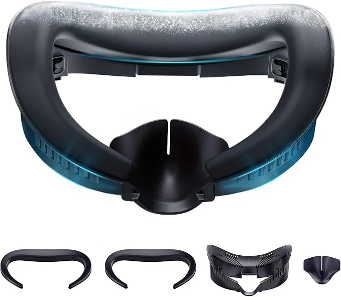 DESTEK Cooling Face Pad for Meta Quest 3 (NOT 3S), Stop PU Leather Overheating, 2 Replacement with Ice Gel & Breathable Ice Silk Cushions. Feels Like Cooling Arm Sleeves for Your Face.