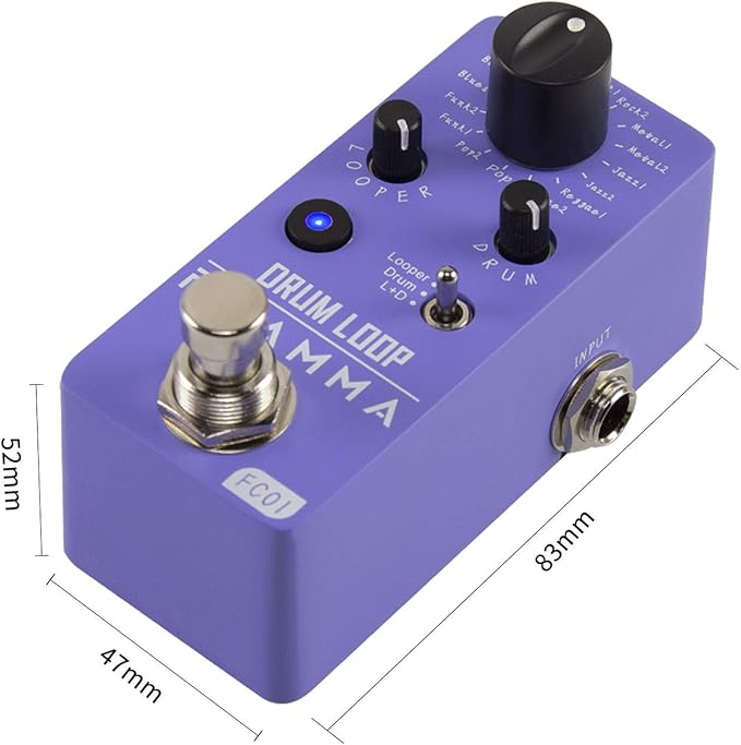 FLAMMA FC01 Looper Pedal Drum Machine 2 in 1 Drum Looper Guitar Pedals, 20 Minutes Loop Time with 16 Drum Grooves, Tap Tempo, 44.1kHz/16Bit Mini Guitar Effects Pedal with 3 Mode