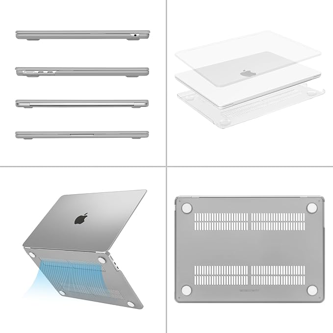 MOSISO Compatible with MacBook Air 13 inch Case M5 2026 M4 2025 M3 M2 2024-2022 A3449 A3240 A3113 A2681, Hard Shell&Keyboard Cover&Screen Film&Type C for MacBook Air 13.6 inch Case, Frost