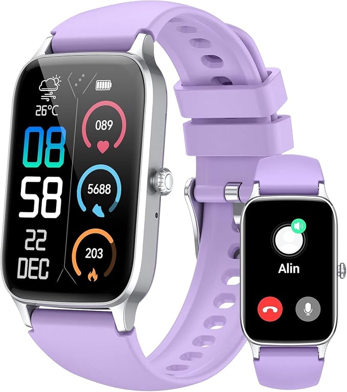 Smart Watch for Men Women, 1.57" Smartwatch (Answer/Make Call) , Fitness Tracker with 110+ Sport Modes, Heart Rate/Sleep Monitor, IP68 Waterproof, Bluetooth Calls, Smartwatches for Android iOS Purple