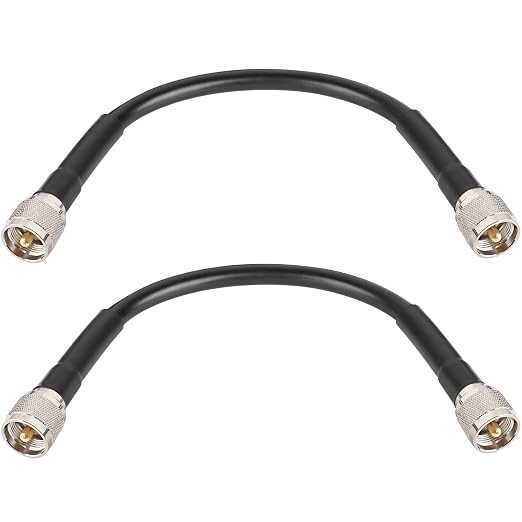 MOOKEERF UHF CB Coax Cable - 1ft 2PCS KMR400 PL259 Male to Male Coaxial Cable Low Loss UHF Cable CB Coax Cable for HAM Radio, VHF Radio, SWR Meter, Antenna Analyzer