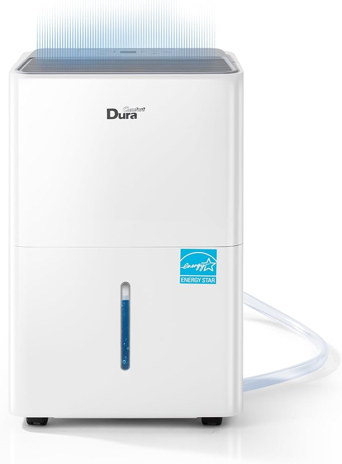 DuraComfort 25Pint Dehumidifier for Basement up to 2500 Sq.Ft, Energy Star Dehumidifier for Home, Portable Dehumidifier with Drain Hose, Humidity Control, Auto Defrost, Auto Shut Off, 24H Timer