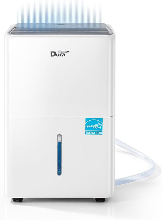 DuraComfort 25Pint Dehumidifier for Basement up to 2500 Sq.Ft, Energy Star Dehumidifier for Home, Portable Dehumidifier with Drain Hose, Humidity Control, Auto Defrost, Auto Shut Off, 24H Timer