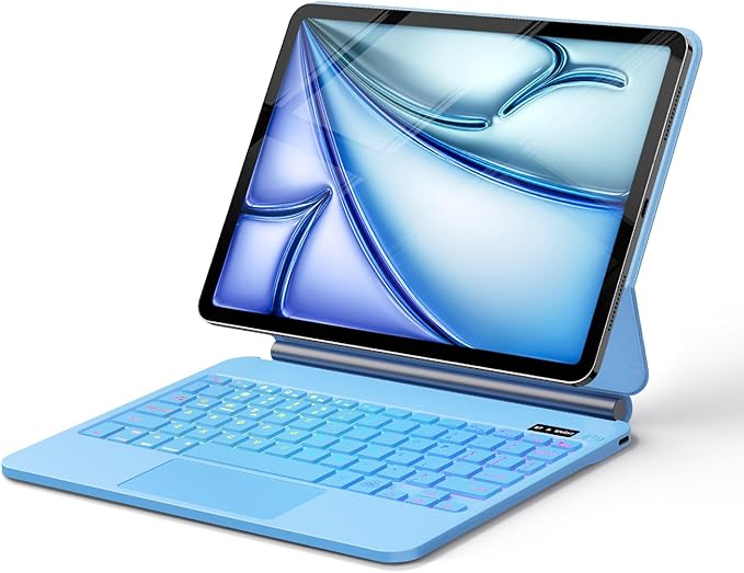 Keyboard Case for iPad Air 13-inch(M3/M2, 2025/2024) & iPad Pro 12.9-inch(6th/5th/4th/3rd Gen), Magic-Style Magnetic Keyboard Case with 7-Color Backlight, Multi-Touch Trackpad Keyboard for iPad