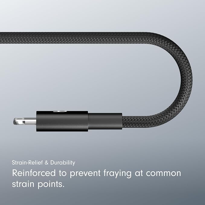 Beats USB-C to Lightning Woven Cable Fast Charging Durable/Tangle-Free Compatible Charger for Apple Devices w Lightning Ports (1.5 m, 5 ft) - Bolt Black, (Pack of 2)