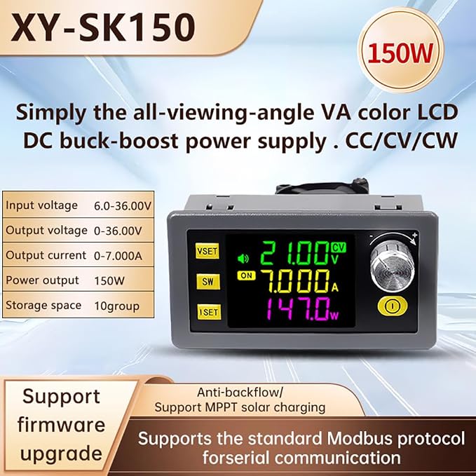 DC Adjustable Buck Boost Converter,Aideepen 150W Voltage Regulator 12V 24V DC 6-36V to 0-36V CC CV LCD Screen CNC Adjustment Used for Power Supply,LED Lighting,Solar Power Charging