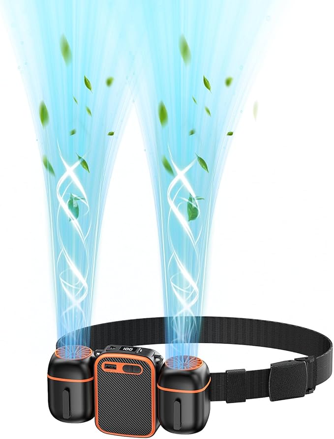 2026 Portable Waist Fan with Dual Small Fans for 10 times Strong Wind & Wide Cooling Area 10000mAh Battery Over 30H Working Time Hands-Free Fan with Belt for Outdoor, Sports (Black)