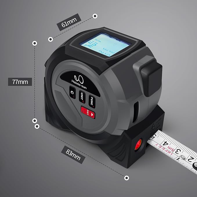3 in 1 Laser Tape Measure with Level | 131ft/40M Laser Distance Meter Display On Backlit LCD Screen with 16ft/5m AutoLock Measuring Tape | Ft/Inch/Fractions/M/mm (Black 3in1 Laser)