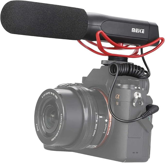 Meike MK-MP2 Camera Shotgun Microphone Uni-Directional Cardioid Condenser Photography Interview Video Mic Compatible with Sony Digital Camera Camcorder with Standard 3.5mm Port