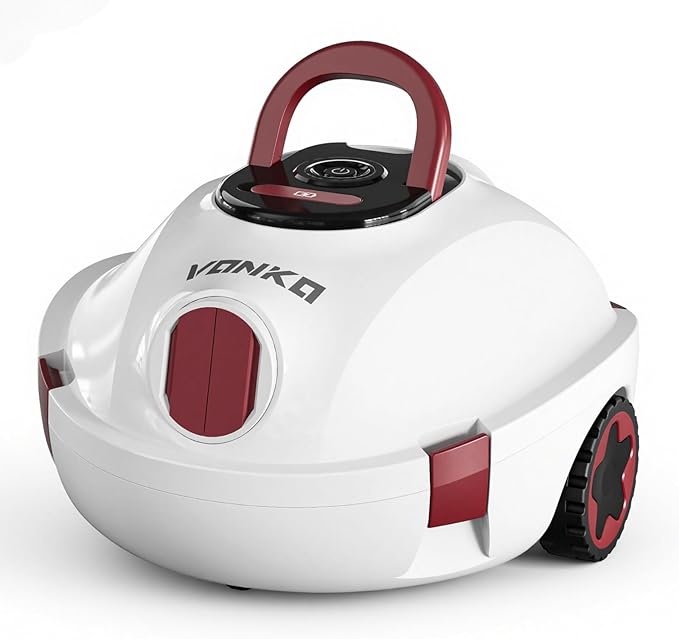 VONKO P10 Pool Vacuum for Above Ground Pool, Cordless Robotic Pool Cleaner and Above Ground Pool Vacuum, Automatic Pool Vacuum with 100-Min Runtime, Self-Parking,White