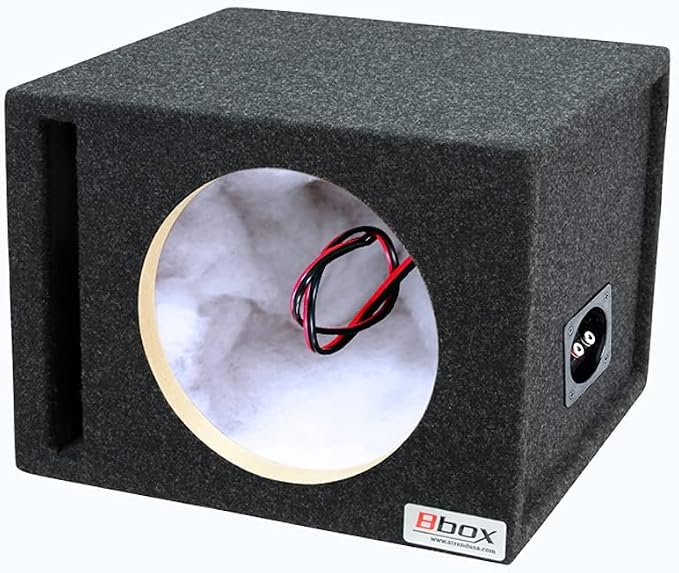 Atrend Bbox Car Pro Audio Speaker Enclosures 10” Single Vented Subwoofer/Speaker Enclosure High Grade MDF – Nickel Finish Speaker Terminals 18 Gauge Audio Cables - Improves Audio Quality, Sound & Bass