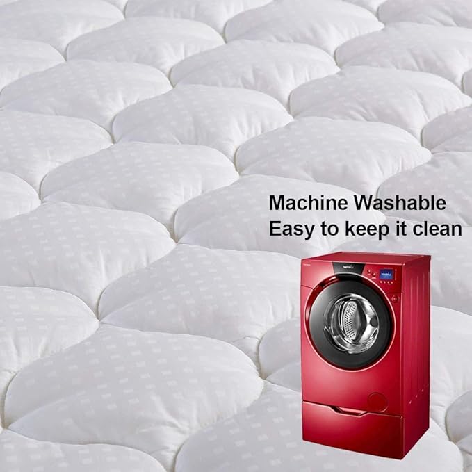 LEISURE TOWN Cotton King Mattress Pad Fitted Quilted Mattress Cover Pillow Top Mattress Topper Cooling Soft Breathable Mattress Protector with 8-21 Deep Pocket,Machine Washable (78x80 White)