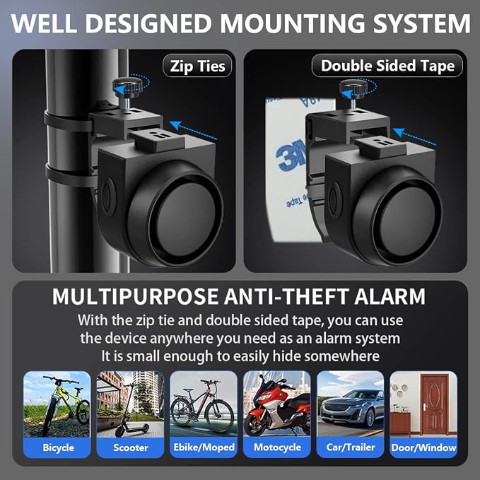 ADONOW Wireless Remote Bike Alarm 2 Pack