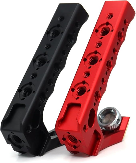 Universal Top Handle with 3/8" Screw Locating Pins for DSLR Camera Cage, with 3 Cold Shoe Adapters to Mount DSLR Camera with Microphone/LED Light/Monitor (Black with 3/8" Screw)