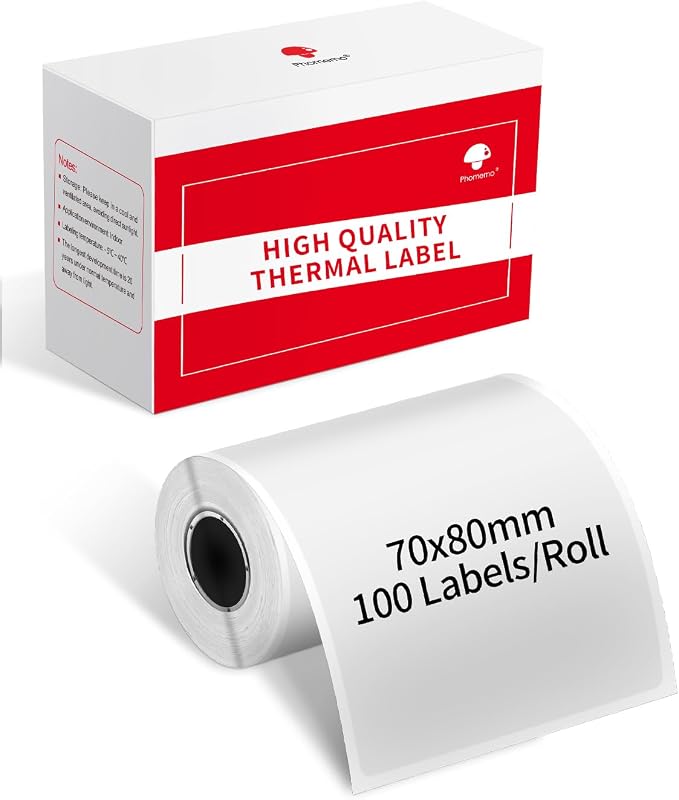 Phomemo M220 Label Maker & 4 Roll Label, 3.14 Inch Bluetooth Thermal Label Printer for Barcode, Address, Labeling, Mailing, File Folder Label, Easy to Use, Support Smartphone, Tablet&PC
