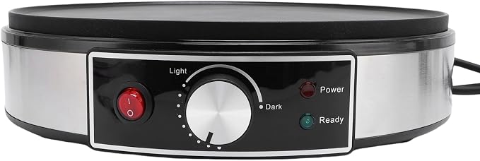 AUNMAS 11.8 Inch Crepe Pan with LED Indicator, Temperature Adjustable Nonstick Aluminum Electric Griddle & Crepe Maker with Spatula and Batter Spreader for Home Commercial Use (US Plug 110V)