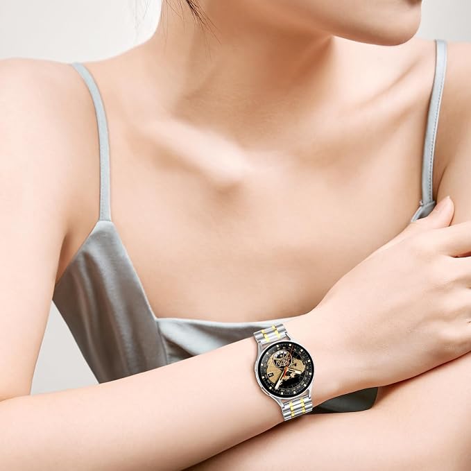 SUPLINK Bands Compatible with Samsung Galaxy Watch 7 6 5 4 Band 40mm 44mm,Galaxy Watch 5 Pro 45mm/6 4 Classic 42mm 46mm 43mm 47mm/Active 2, 20mm Stainless Steel Strap for Women, Silver Gold