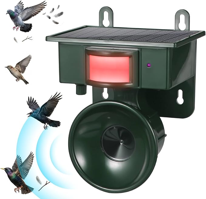 2026 Solar Ultrasonic Bird Repellent Devices Outdoor,Best Bird Deterrent for Pool,Pigeon Repellent for Balcony,Keep Crows Sparrows Starlings Out of Fruit Trees,Swimming Pool,Balcony,Patio,Roof
