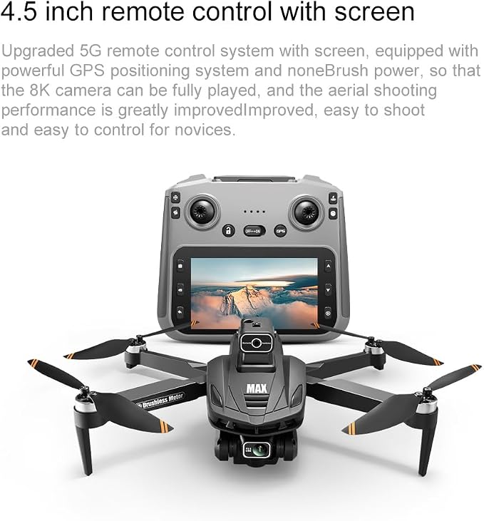 GPS Drone with 4K Camera, 4.5" LCD Display Screen Controller- 3,280ft RC Range, Auto return, Follow Me, Go Home, Gesture Control, One Key Takeoff/Landing, Altitude Hold,led Light, Professional Quadcopter for Aerial Photography Control and Video Recordi...