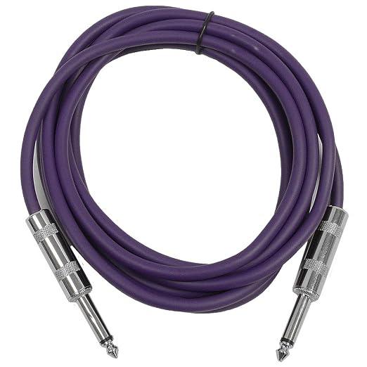 Seismic Audio SASTSX-10Purple-6PK 10-Feet TS 1/4-Inch Guitar, Instrument, or Patch Cable, Purple