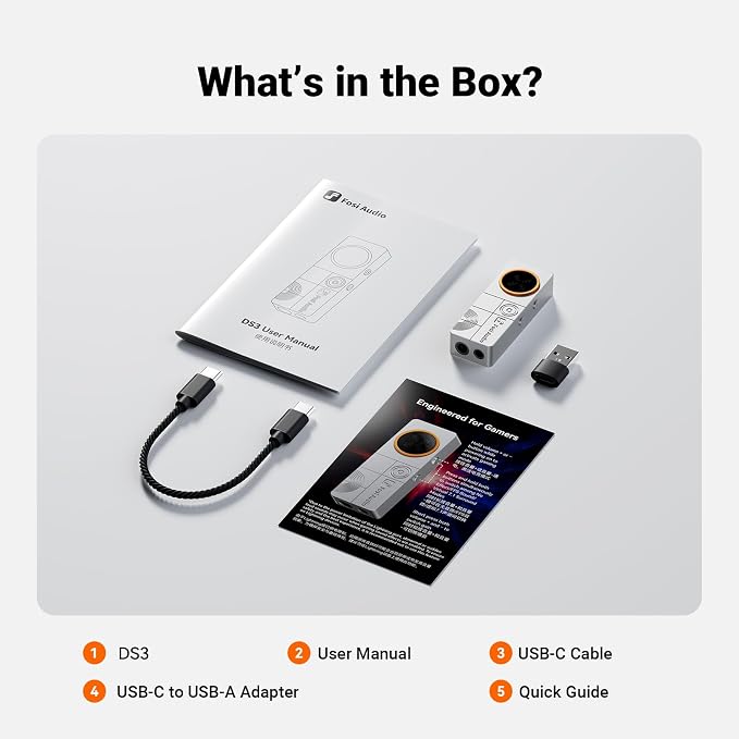 Fosi Audio DS3 USB-C DAC HiFi Amp Dongle, Portable Headphone Amplifier with 7.1 Spatial Audio, ES9039Q2M XMOS Powered, DSD512, 3.5mm Single 4.4mm Balanced for PC/Phone/ PS5/ Switch Silver