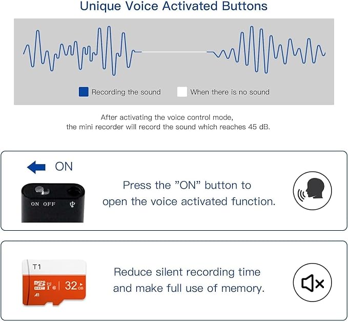 Mini Voice Recorder - Voice Activated Recorder with Intelligent Triple Noise Reduction, 800 Hours Recording Device,an Audio Recording Tool Suitable for Interviews, Study and Meetings (64GB)