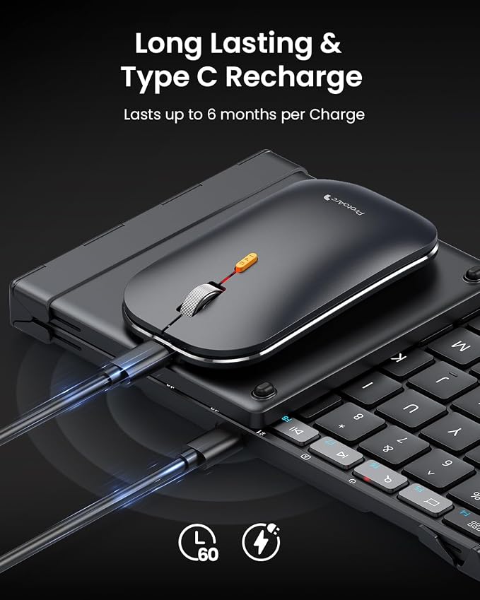 ProtoArc XKM01 CaseUp Foldable Bluetooth Keyboard Mouse Combo | Portable with Laptop Stand, Mobile Work Solution for On-the-Go, Compatible with Laptop PC Macbook, Windows Mac OS