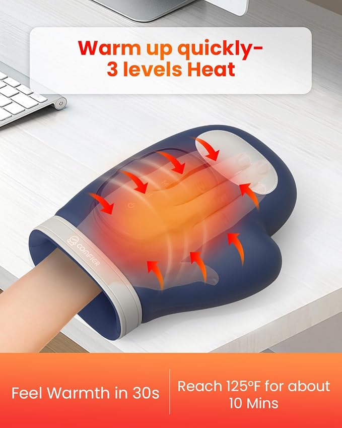 COMFIER Cordless Hand Massagerwith Heat and Compression, Updated Bigger Electric Hand Massage for Arthritis and Carpal Tunnel,Wrist Massage Used at Home,Office, 【2026】 Fathers Day Gift for Men,Blue