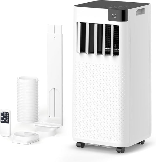 Electactic 10000 BTU Portable Air Conditioner, 4-in-1 Portable AC Unit with Cooling, Dehumidifier, Fan & Sleep Modes, Quiet Air Conditioner with 24H Timer, Remote Control & Installation Kit, White