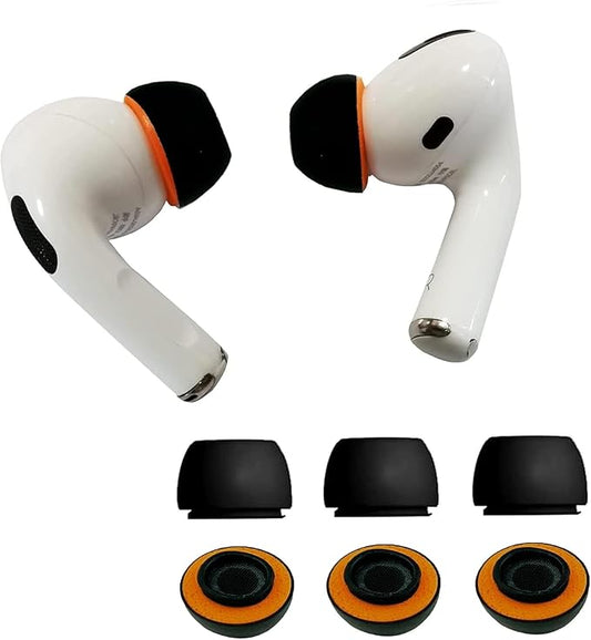 KASOTT Upgraded Memory Foam&Silicone Hybrid Ear Tips for AirPods Pro 1st & 2nd Gen,Ultra-Comfort,Anti-Slip Eartips,Perfect Noise Reduction,Fit in The Charging Case,3 Pairs(Black, Medium)