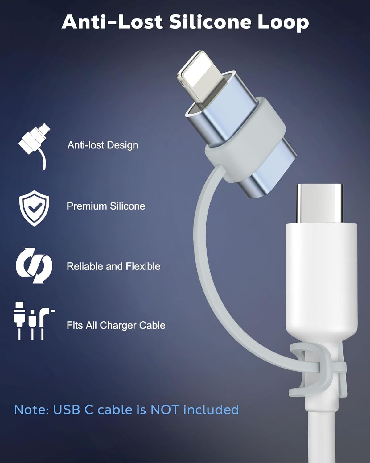 MoKo USB C to Lightning Adapter 4 Pack, Not for Audio/OTG, Lightning Male to USB C Female Adapter for iPhone 14/13/12/11/X Series, iPad/AirPods, Charging & Data Sync, with Anti-Lost Loop, Gray