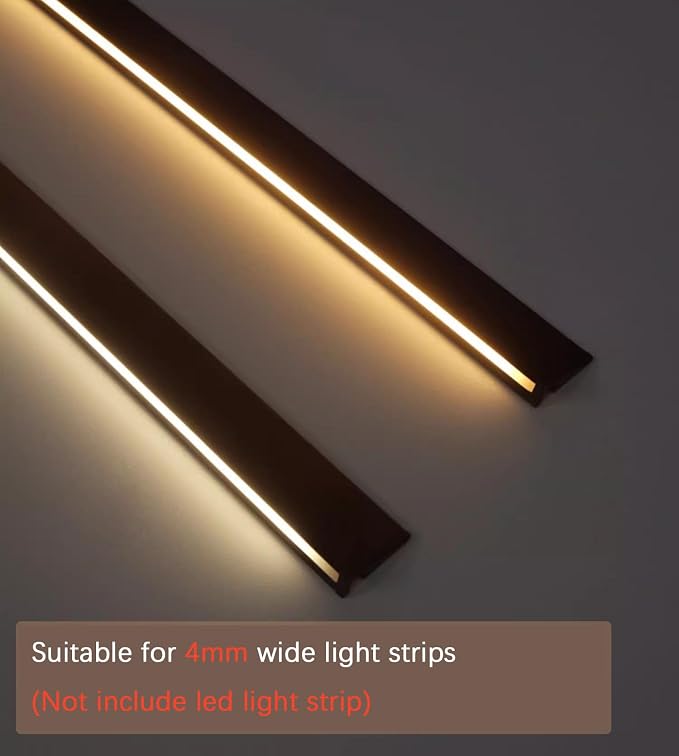 5 Pack LED Aluminum Channel Profile Under Cabinet, Self Adhesive Ultra Thin Invisible Lights Profile for Wardrobe Collection Cabinet Kitchen Shelf Workbench, No Light Strip (Black, 19.6inch)