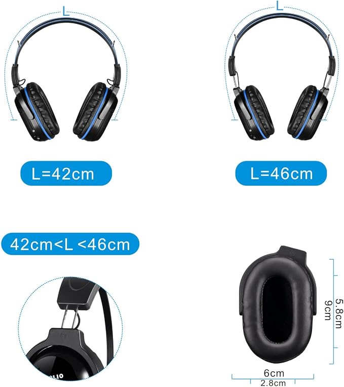 SIMOLIO 4 Pack IR Headphones for Car DVD, Wireless Car Headphone for Kids, Not Bluetooth, Dual Channel Universal Infrared Headphonefor uConnect VES, Dodge, Honda Odyssey, Town and Country, GMC Yukon