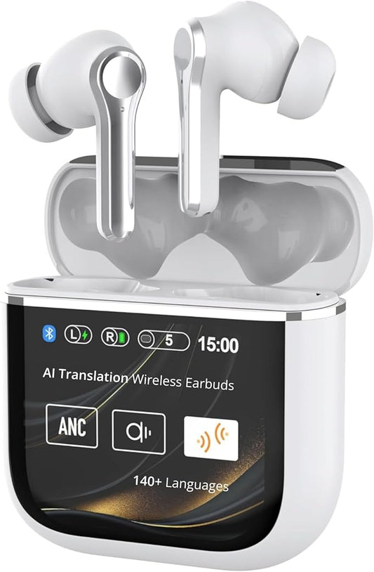 Active Noise Cancelling Wireless Earbuds - 60 Hours Battery Life, ANC/ENC AI Translation Ear Buds, Bluetooth 6.0, in-Ear, Touch Control, Waterproof Earbuds, Charging Case with Silicone Tips