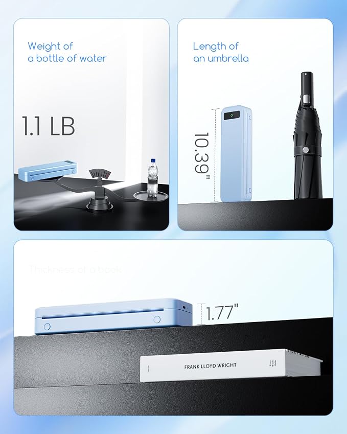 Portable Printers Wireless for Travel, A285M Bluetooth Inkless Thermal Printer Support 8.5" X 11" & A4 Thermal Paper, Mobile Compact Printer Compatible with iPhone Laptop for Home Office Receipt, Blue