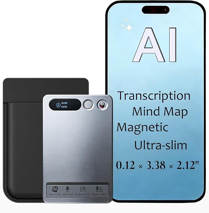 AI Voice Recorder with Transcription and Mind Map, AI Recorder and Transcriber, APP Control, AI Note Taker Recording Device for Lectures,Meetings,Calls, Long Battery, Gray