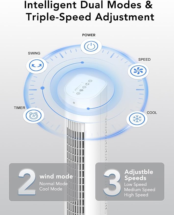 35 INCH Evaporative Air Cooler, 3-IN-1 Quiet Portable Air Conditioners Windowless with 3 Speed