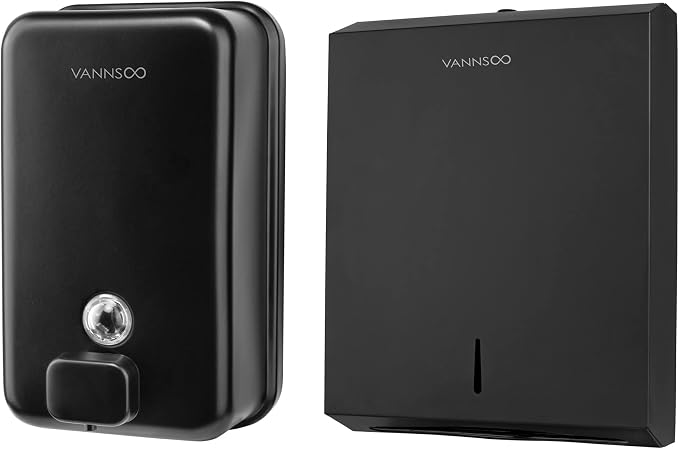 Commercial Black Soap Dispenser and Paper Towel Dispenser Bundle