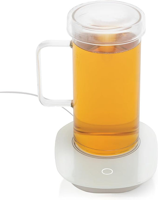 FLFK 20 oz Glass Coffee Mug with USB Cup Warmer,Heated Mug Warmer for Coffee & Tea,Portable USB-Powered Desk Glass Cup Heater for Office.