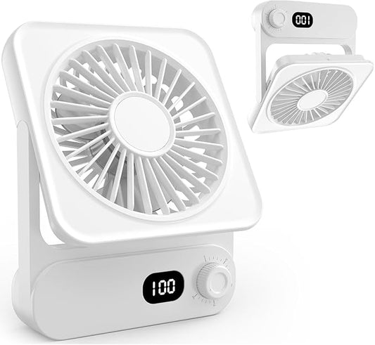 Small Desk Fan Personal Fans: 4000mah 4-14 Hours Battery Office Quiet Mini Desktop Fan Portable Rechargeable Travel Essentials, USB-C Charging for Sleeping, Office, Bedroom, Cruise, White