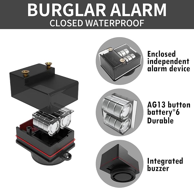 Motorcycle Locks Anti Theft Alarm System 130 db,Disc Lock Wheel Lock Heavy Duty aAnti Theft,Security Uncuttable Lock,Apply to Ebike Moped Mountain Moped Dirtbike,Motorcycle Accessories for Men (Black)