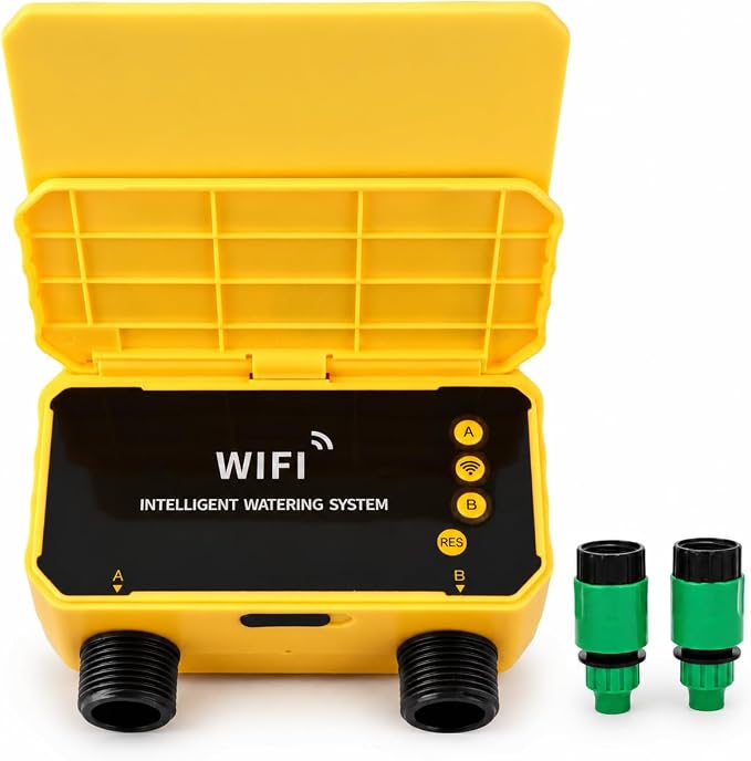 Smart WiFi Sprinkler Timer, Rain Delay APP Control Solar Water Timer with Accuracy Filter and Type C Charging, for Villa Yard Balcony Garden Roof Garden