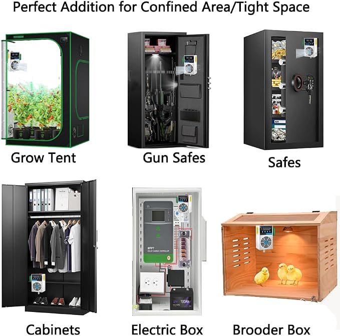 Auto Small Dehumidifier for Grow Tent/Electric Box/Storage Cabinet/Closet/Safes, Smart Dehumidification Kit Eliminates Moisture for Confined Space With Humidity Control, AC/DC 85-265V, Auto Shut Off
