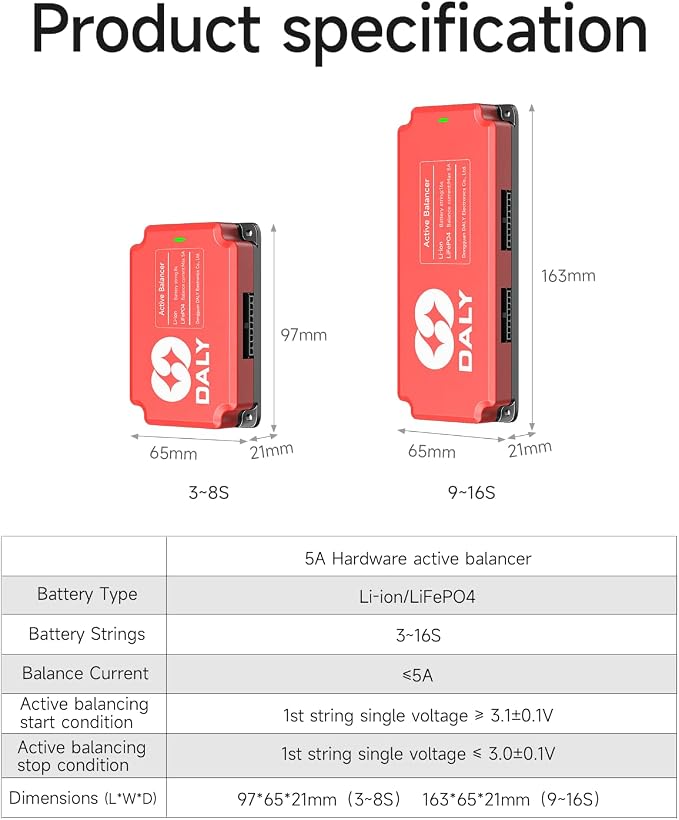 Daly 5A Active Equalizer 13S Active Balancer for Lifepo4 Li-ion Battery Groups Capacitor Balancer
