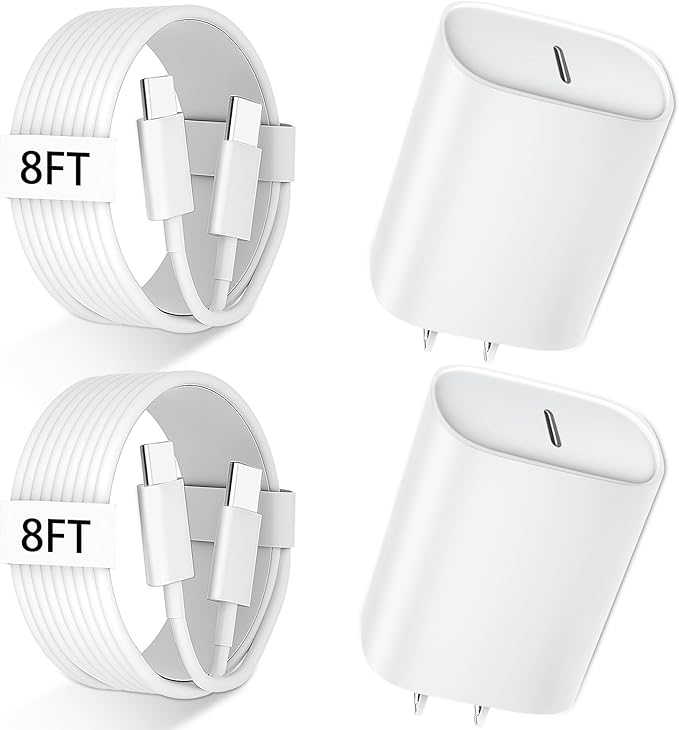 iPhone 17 16 15 Pro Max Charger Fast Charging, 8 FT iPhone 17 Charging Cable Long USB C 8FT Cord with 20W PD Fast iPhone 17 Pro Max Chargers Block for iPhone 17/17 Pro Max/17 Air/16/15 Series, iPad