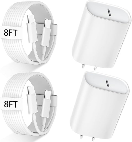 iPhone 17 16 15 Pro Max Charger Fast Charging, 8 FT iPhone 17 Charging Cable Long USB C 8FT Cord with 20W PD Fast iPhone 17 Pro Max Chargers Block for iPhone 17/17 Pro Max/17 Air/16/15 Series, iPad