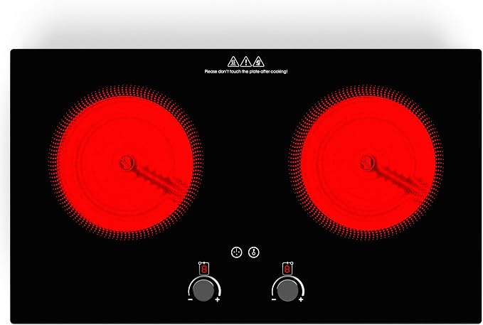 VBGK Electric Cooktop,2400W Electric Stove Top,Countertop and Built-in Hot Plate with Child Safety Lock, Timer, LED touch Knob Control,Overheat Protection,110V 2 Burner Induction Cooktop