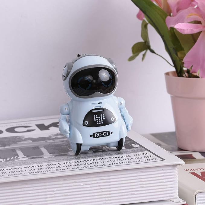 GoolRC Mini Pocket Robot, with Interactive Dialogue Conversation, Voice Recognition, Singing and Dancing, Electric Small Robot Gift (Blue)